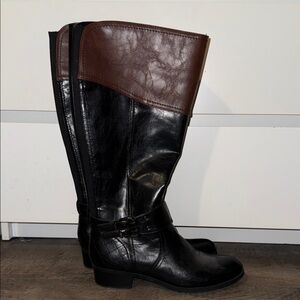 Unisa Black and Brown Over the Knee Boots